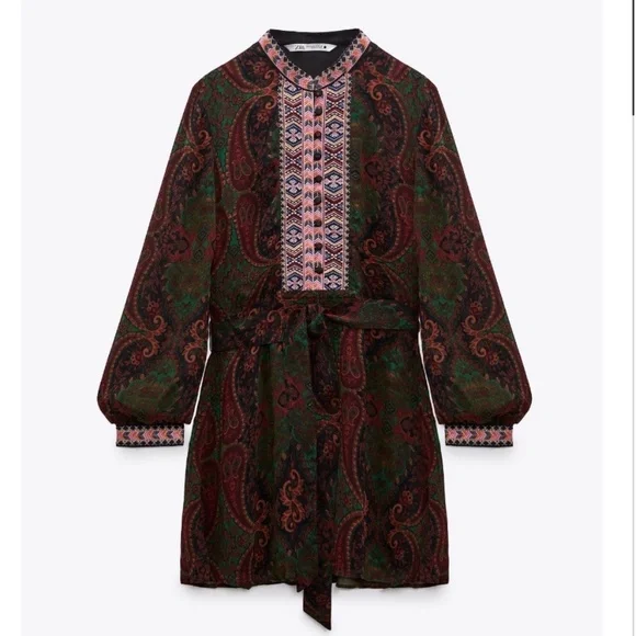 Zara | Dresses | Nwt Zara Dress With Jacquard Trims | Poshmark